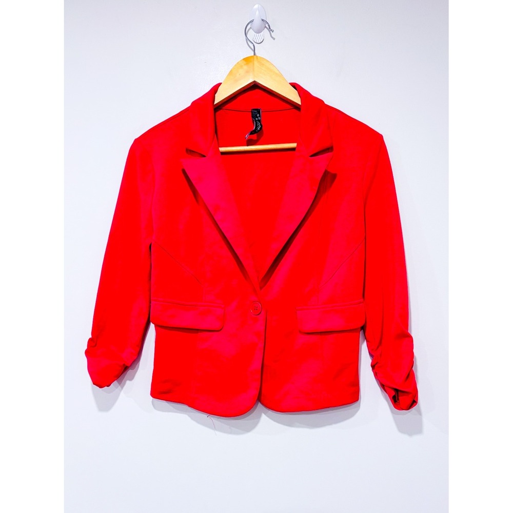 COLORI Fuchsia Blazer | Ruched Sleeve Office Career | Medium